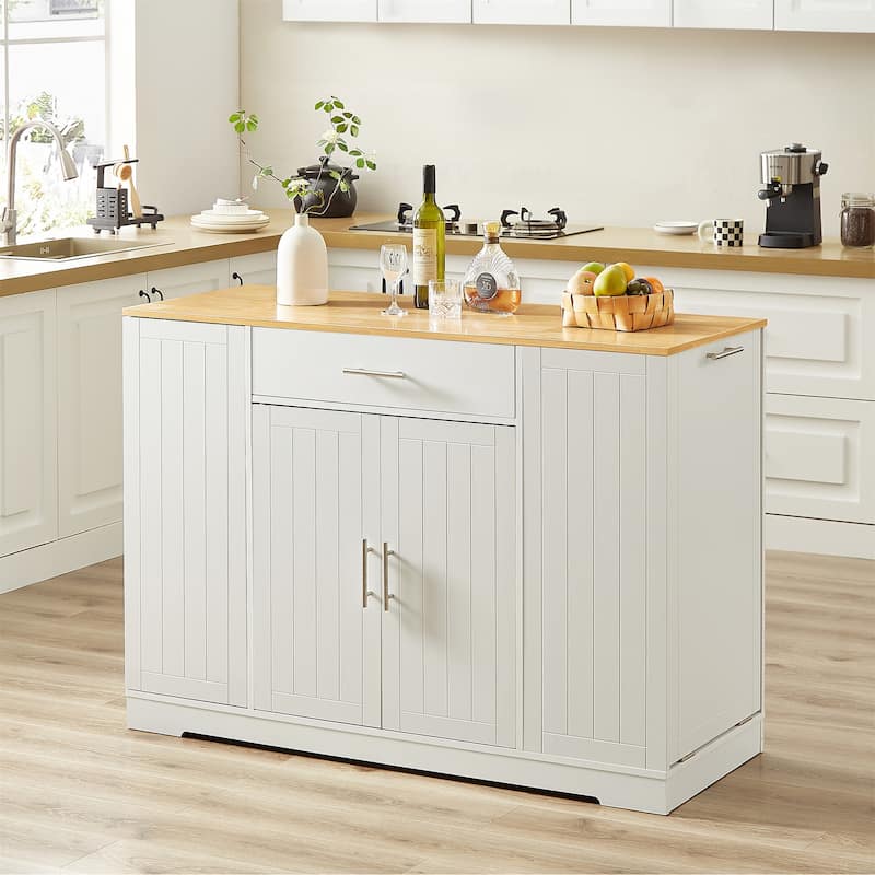 Kitchen Storage Islands with Drawers and Trash Can Storage