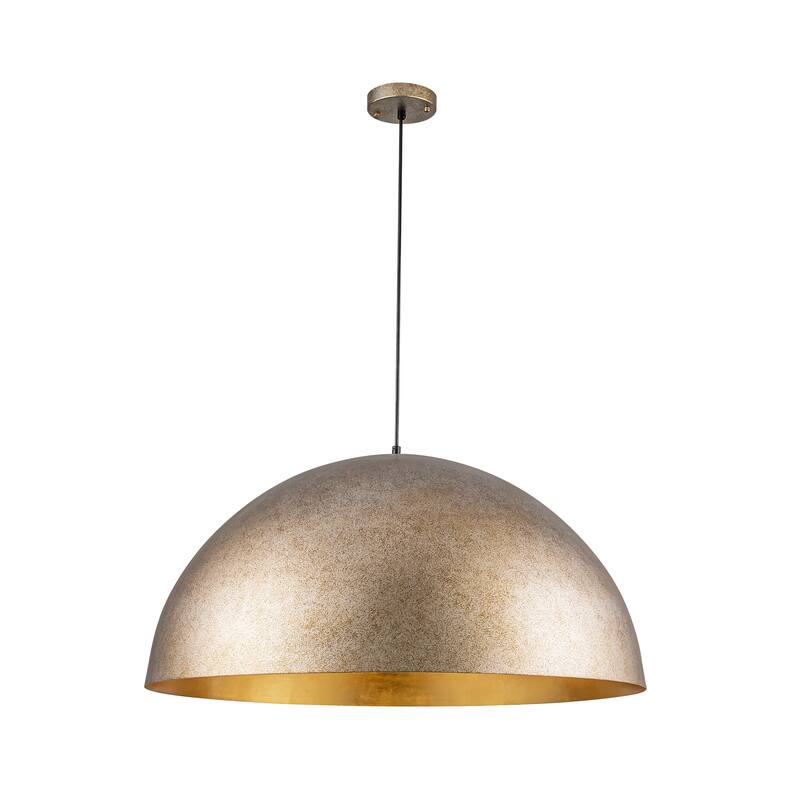 3-Light 31" Industrial Dome Brass&Gold Foil Pendant Light Large Kitchen Island Lighting - 31.49 in. W × 16.53 in. H