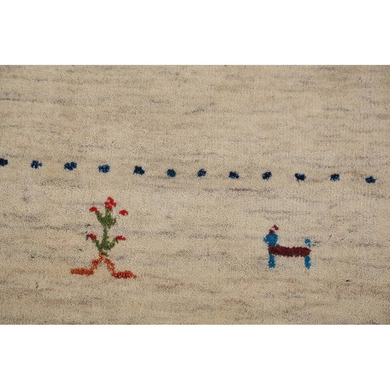 Tribal Gabbeh Oriental Foyer Rug Hand-Knotted Wool Carpet - 3'3"x 4'11"