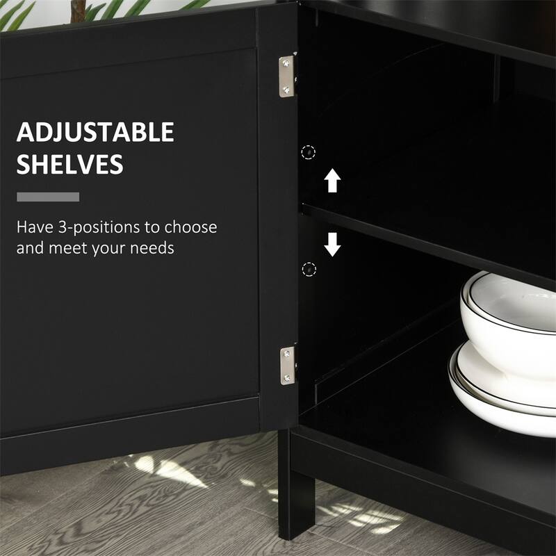 Coffee Bar Sideboard Buffet Cabinet w/ 2-Level Shelf &Open Compartment