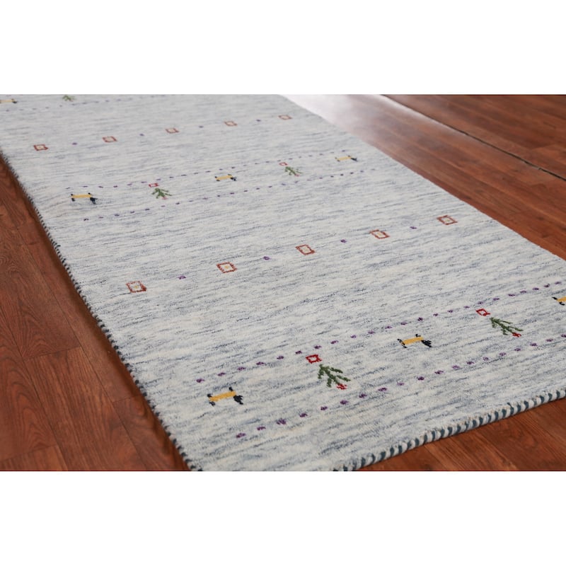 Hand Knotted Oriental 100% Wool Carpet Tribal Animal Pictorial Beige & Ivories Gabbeh Area Rug - 5' 9'' X 2' 9''