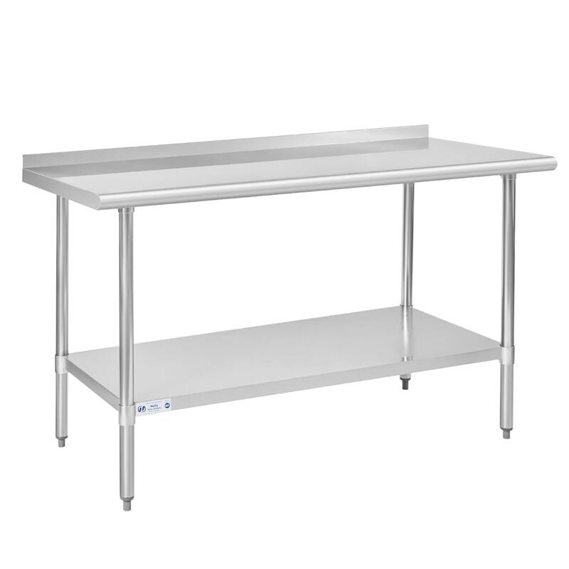 Stainless Steel Table 30 x 60 Inches Metal Prep Table with Adjustable Undershelf, Stainless Table - Silver - Silver