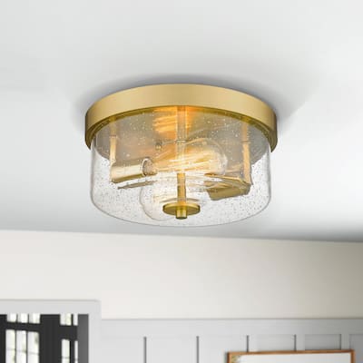 2-Light Flush Mount Ceiling Light - 10.63"L x10.63"W x5.51"H
