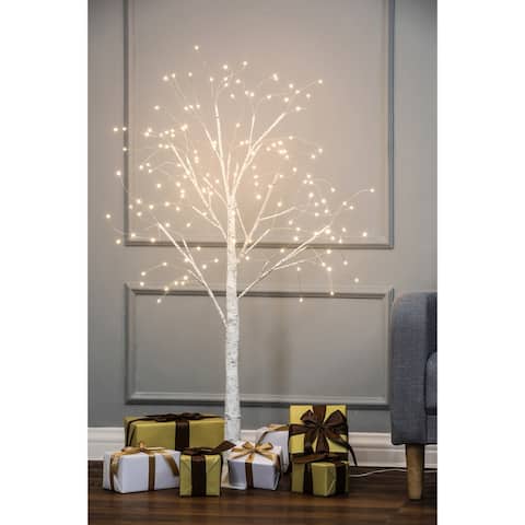 47.24" H Artificial White Blossom Birch Tree Holiday Decoration - 47.24" H x 20.47" W x 15.75" D