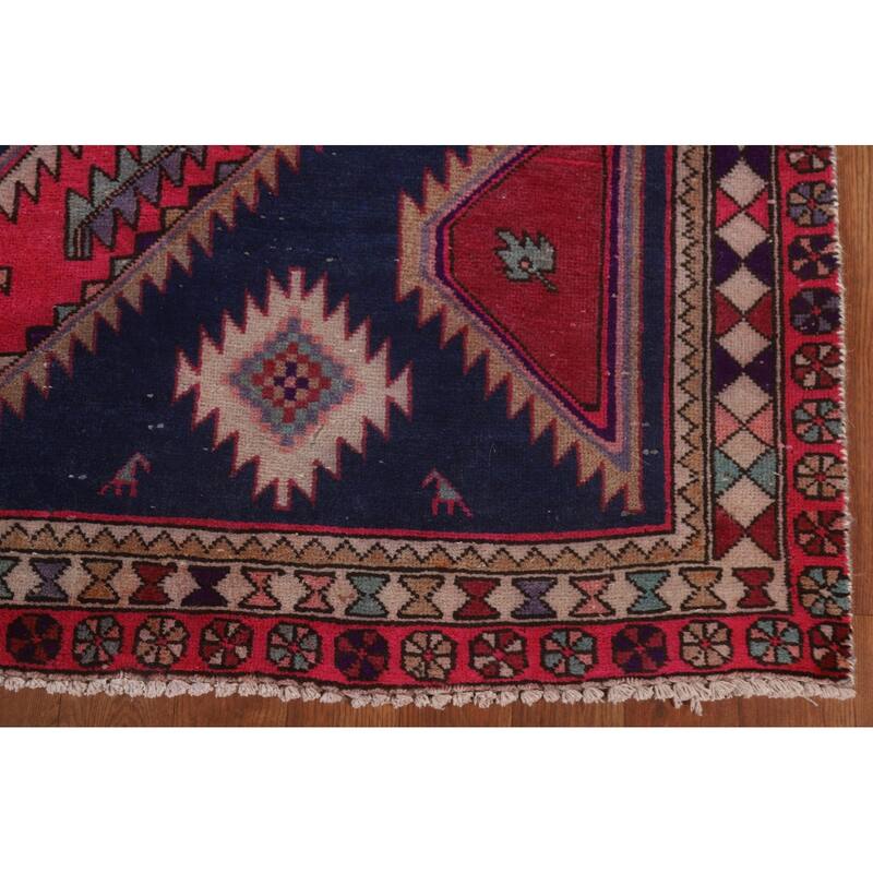 Hand Knotted Oriental 100% Wool Carpet Traditional Tribal Pink Meshkin Area Rug - 9' 11'' X 4' 7''
