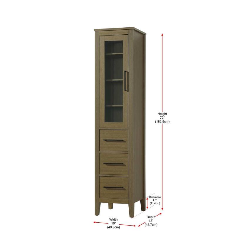 Laura 16-28 Inch Bath Storage Glass Cabinet