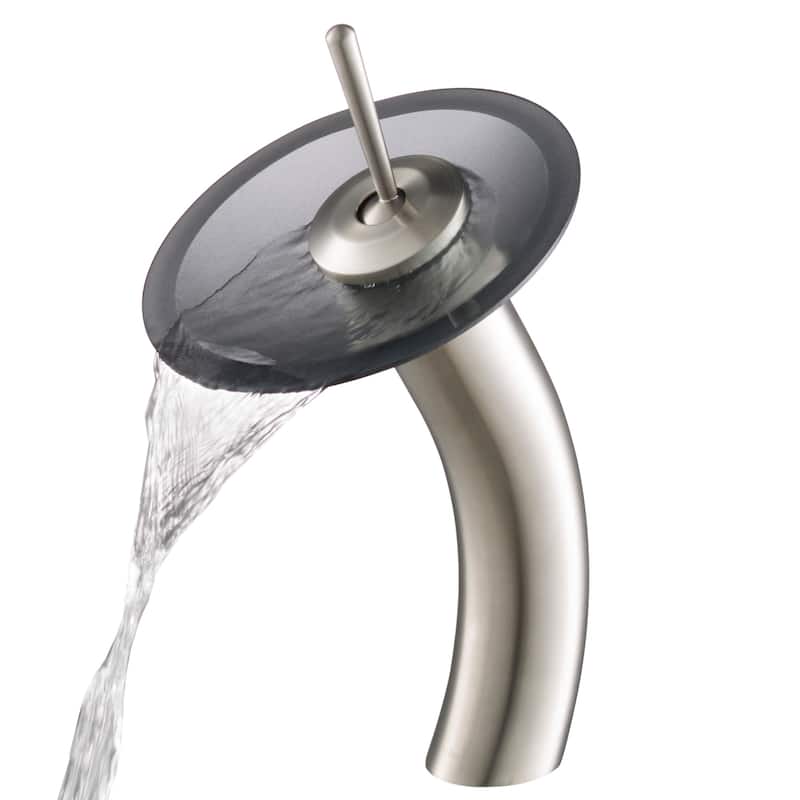 Kraus Waterfall Single Hole Vessel Bathroom Faucet - Satin Nickel