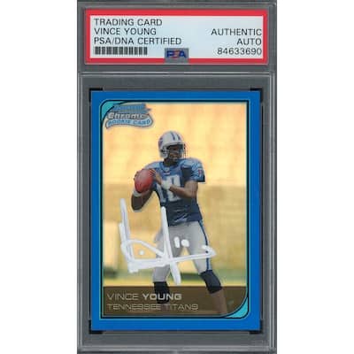 Vince Young Autographed 2006 Bowman Chrome Blue Refractor Rookie Card PSA Auto - 8'6" x 11'6"