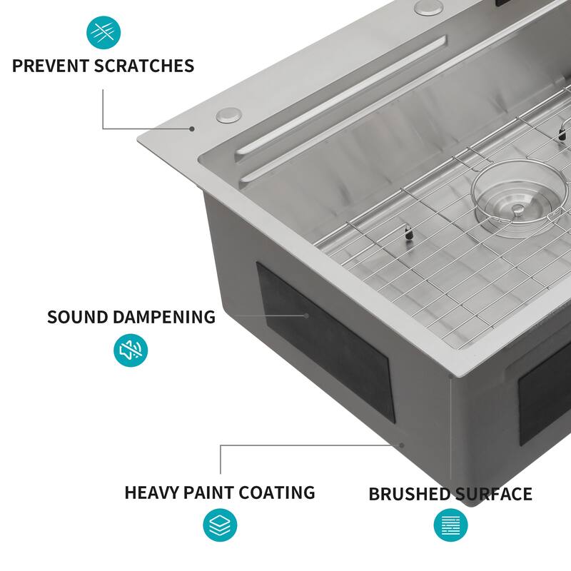 Undermount 16 Gauge Single Bowl Stainless Steel Kitchen Sink in Brushed Nickel