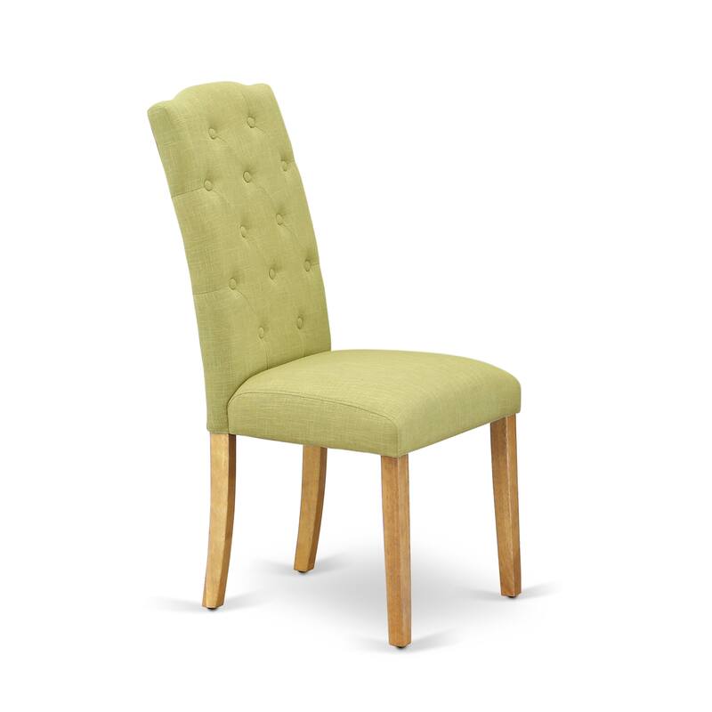 East West Furniture Dining Set Contains a Rectangle Dining Room Table and Linen Fabric Chairs, (Pieces & Finish Options)