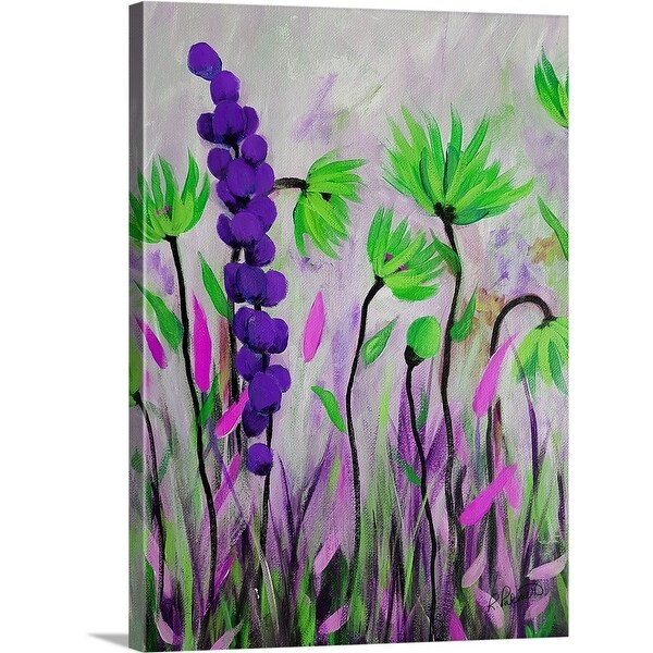 "Purple Green Flowers II" Canvas Wall Art
