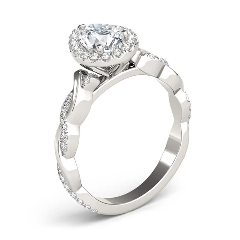 Auriya 14k White Gold Lab Grown Pear Diamond Halo Engagement Ring 0.50 to 5.00 ct. tw. (F-G VS)