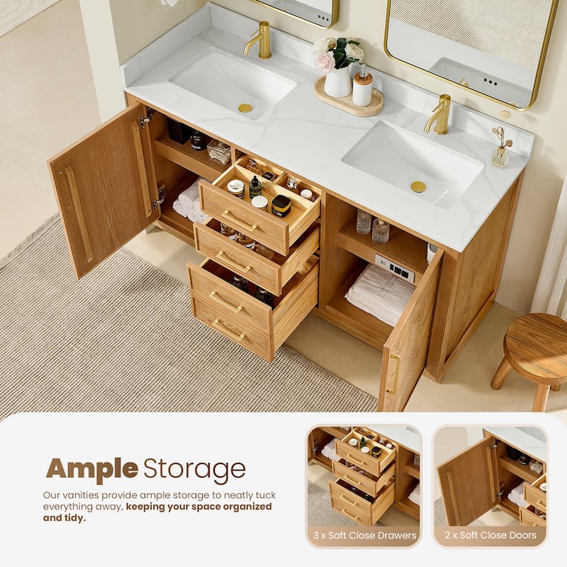 Jakarta Bath Vanity with Quartz Stone Top without Mirror