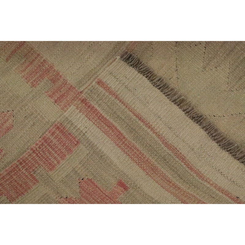 Hand Woven Oriental 100% Wool Carpet Southwestern Tribal Beige & Ivories Kilim Area Rug - 8' 11'' X 5' 10''