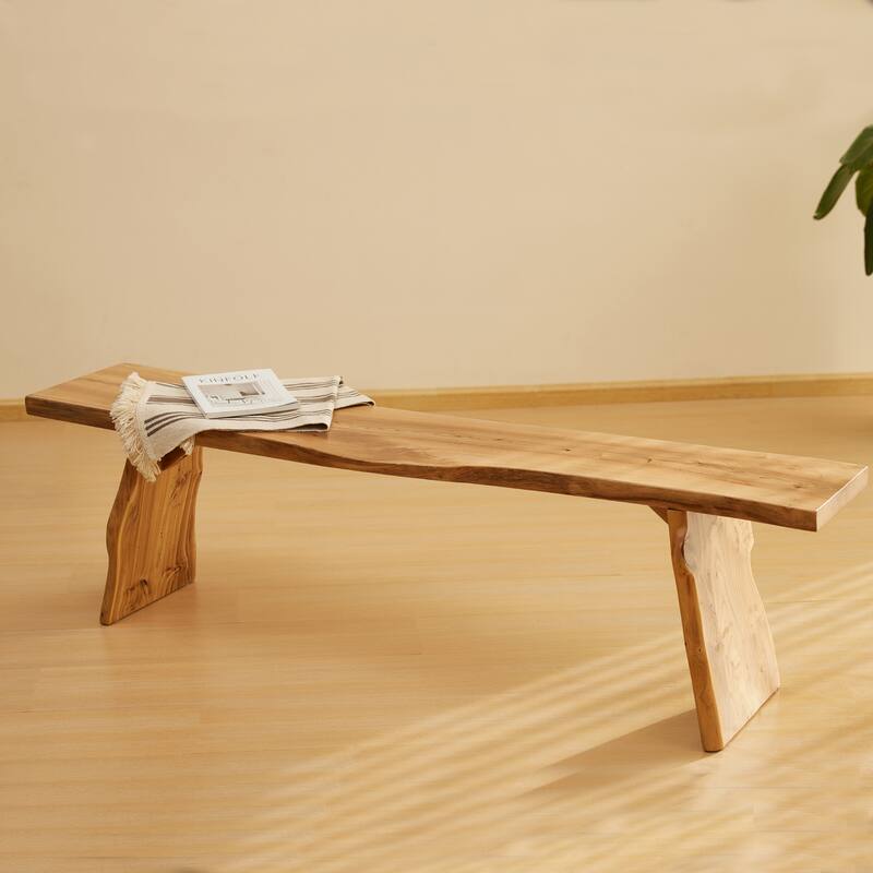 Live Edge Wood Entryway Bench, Rustic Dining Bench, Natural Finish