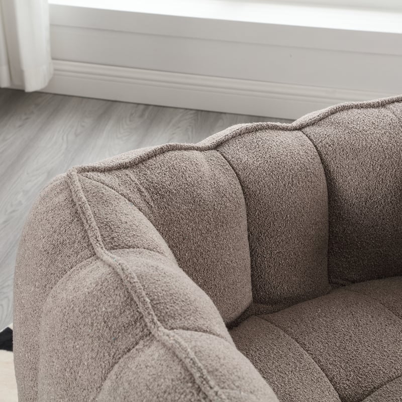 Chenille Upholstered Square Lazy Sofa Chair with Ottoman