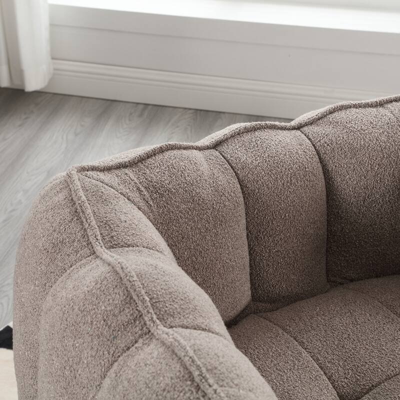 Soft Bean Bag Chair with High Resilient Foam for Adults, Comfortable Square Lazy Sofa with Footstool for Living Room