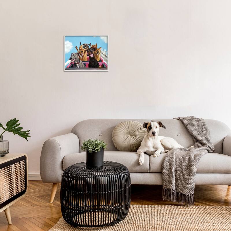 Stupell Dogs Riding Roller Coaster Funny Amusement Park Framed Giclee Texturized Art by Lucia Heffernan
