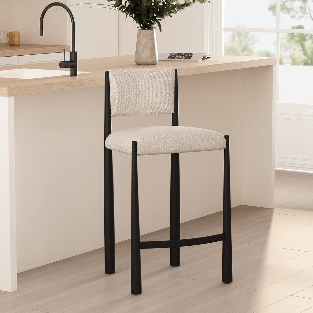 Manhattan Comfort Lennor Metal Boucle Counter Stool