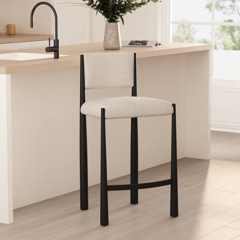 Manhattan Comfort Lennor Metal Boucle Counter Stool - Cream