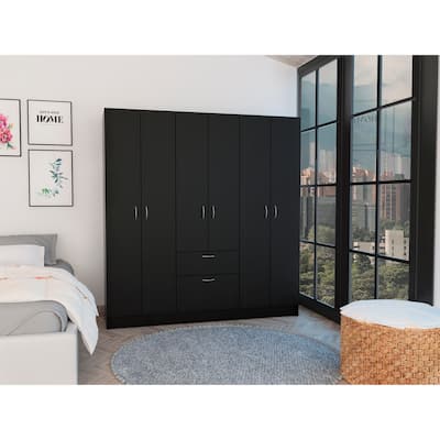 Davenport 1-Drawer Rectangle 6-Door Armoire Black Wengue and White