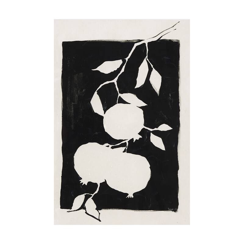 Pomegranate Branch Silhouette (40 x 60) Canvas Art Print - Large
