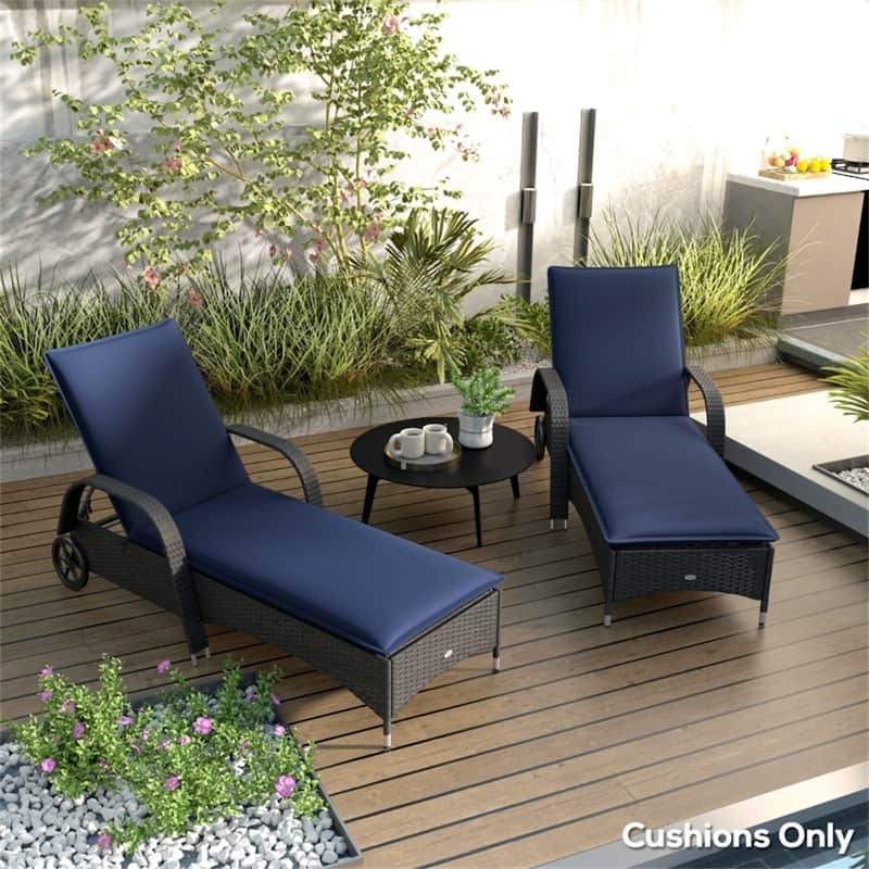 Polyester Foam Outdoor Lounge Chair Cushions Set of 2 - 76" L x 22.8" W x 2.4" D