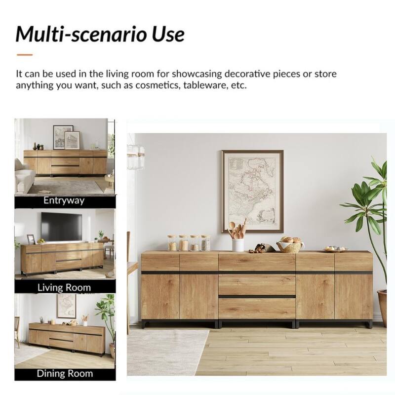 WAMPAT Storage Cabinet, 3 in 1 Modern Sideboard