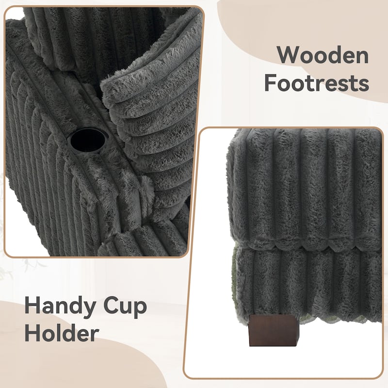 Modern Upgraded Plush Fabric Sofa Chaise Lounge with Pillows