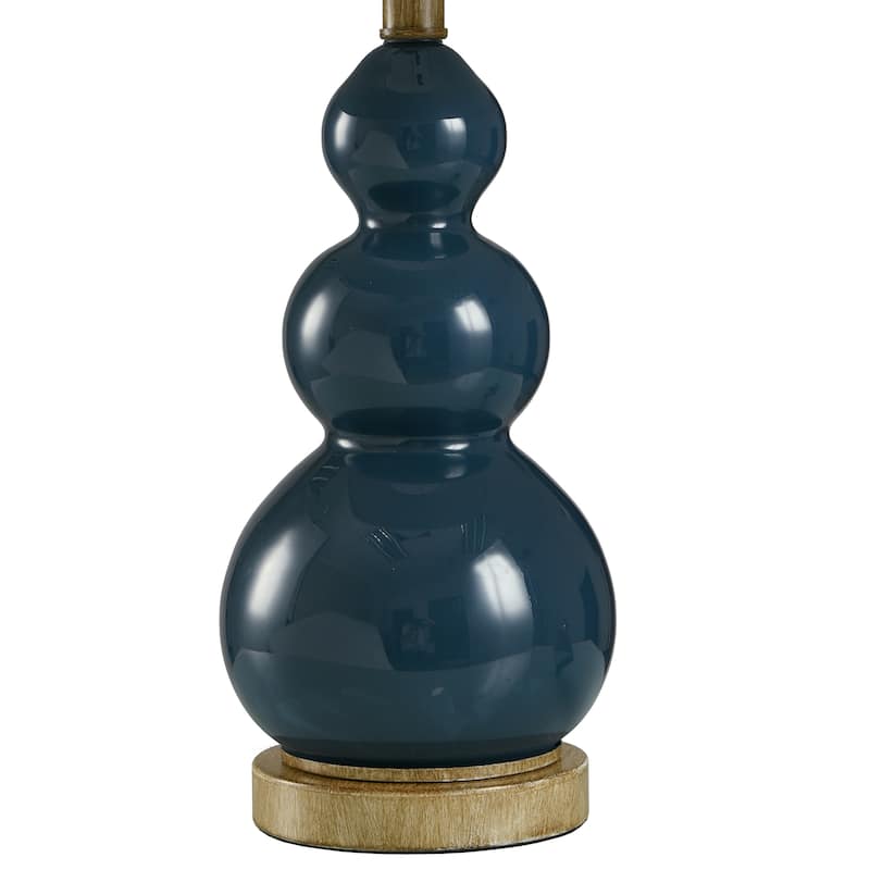 The Curated Nomad Nayla Nautical Blue Table Lamp with Burlap Shade