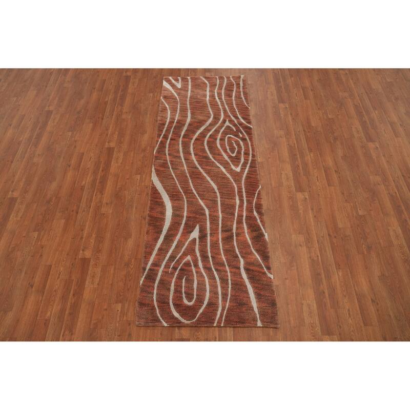 Modern Wool Gabbeh Oriental Runner Rug 3x8 - 7' 9'' X 2' 8''