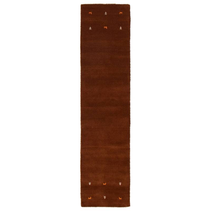 Kashkuli Gabbeh Brown Rug 2'9" x 11'0" - 2'9 x 11'0 - Dark Brown - 2'9 x 11'0