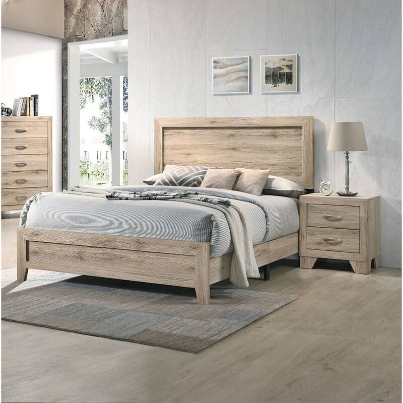 Wooden Panel Bed in Natural Finish