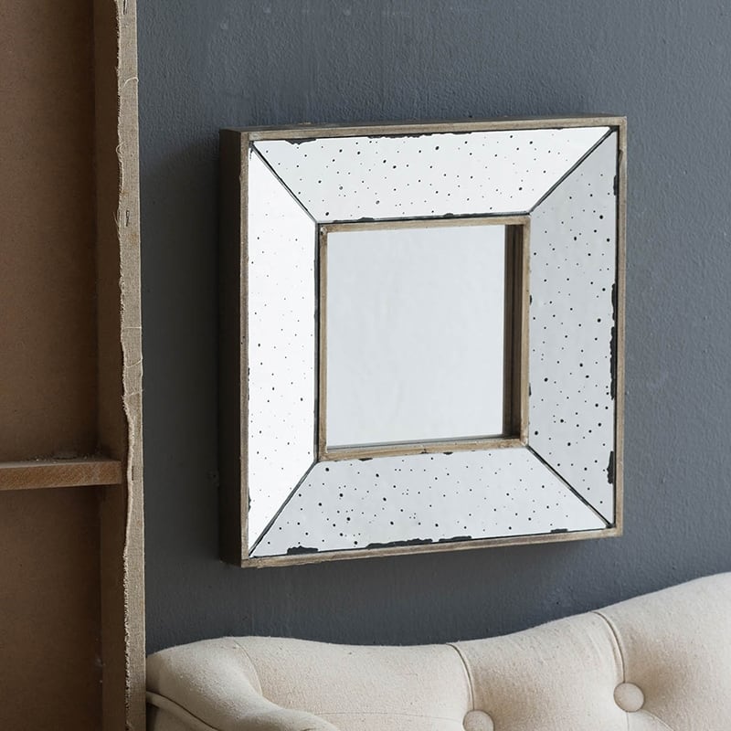 12" x 12" Distressed Silver Square Accent Mirror, Wall Mirror for Living Room, Entryway, Office, Bedroom, Hallway - Silver