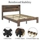 Wood Platform Bed Frame King Size with LED Storage Headboard and USB Ports, Dark Brown