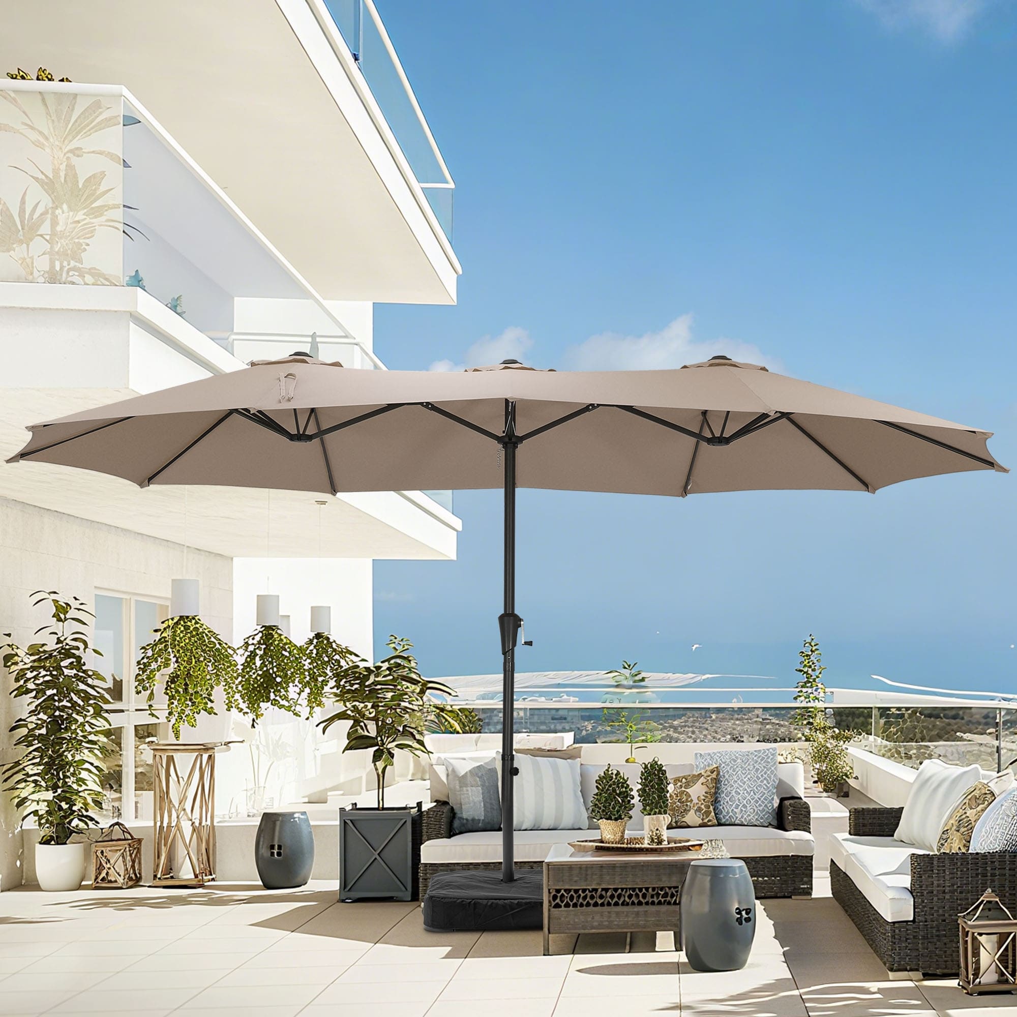 Ainfox 15 ft Patio Umbrella Outdoor Extra Large Umbrella with Base