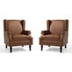 preview thumbnail 3 of 21, 2 Set Modern Vegan Leather Wing Back Armchair