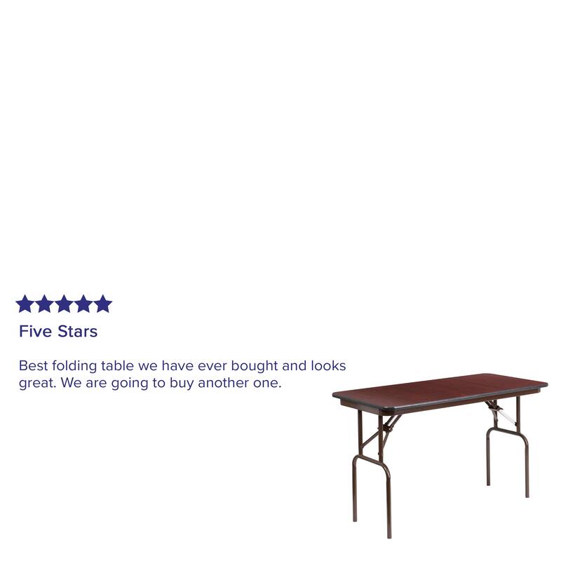 24" x 48" Rectangular Mahogany Melamine Laminate Folding Banquet Table - 24"W x 48"D x 30"H - 24"W x 48"D x 30"H