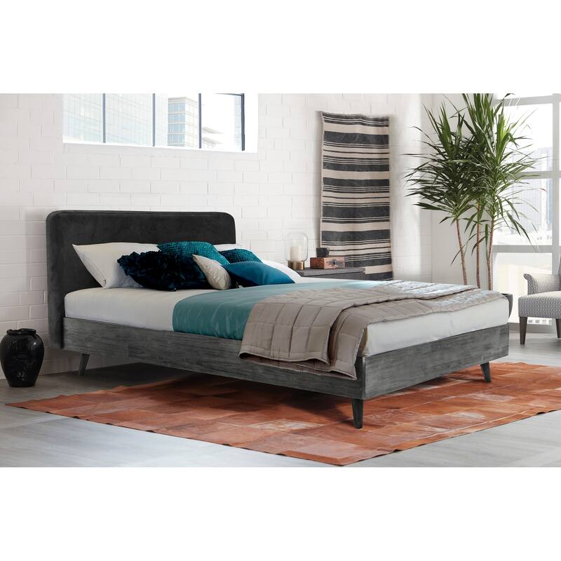 Mohave Mid Century Tundra Grey Acacia Platform Bed
