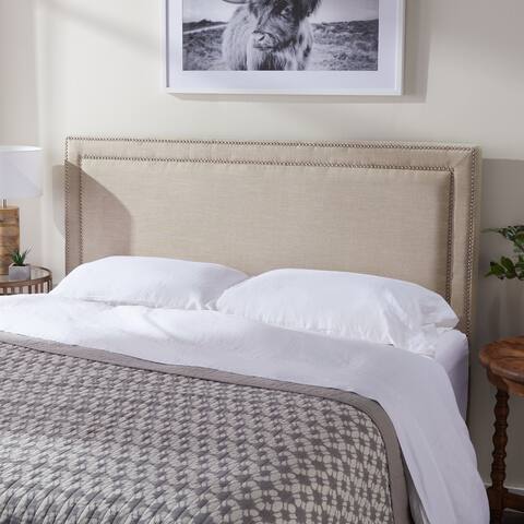 Abbyson Tamey Nailhead Trim Beige Linen Headboard