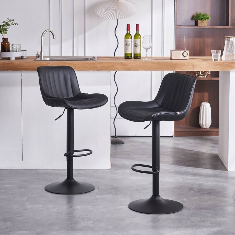 Bar Stools Set of 2, Counter Height Barstools with Back, Leather Bar Chair for Kitchen island