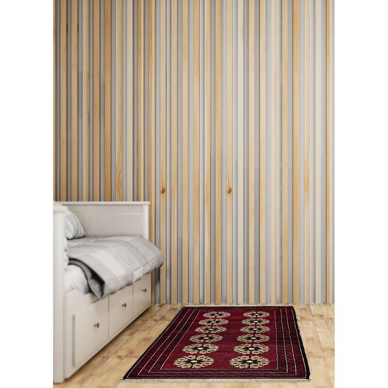 ECARPETGALLERY Hand-knotted Teimani Dark Red Wool Rug - 3'3 x 5'10