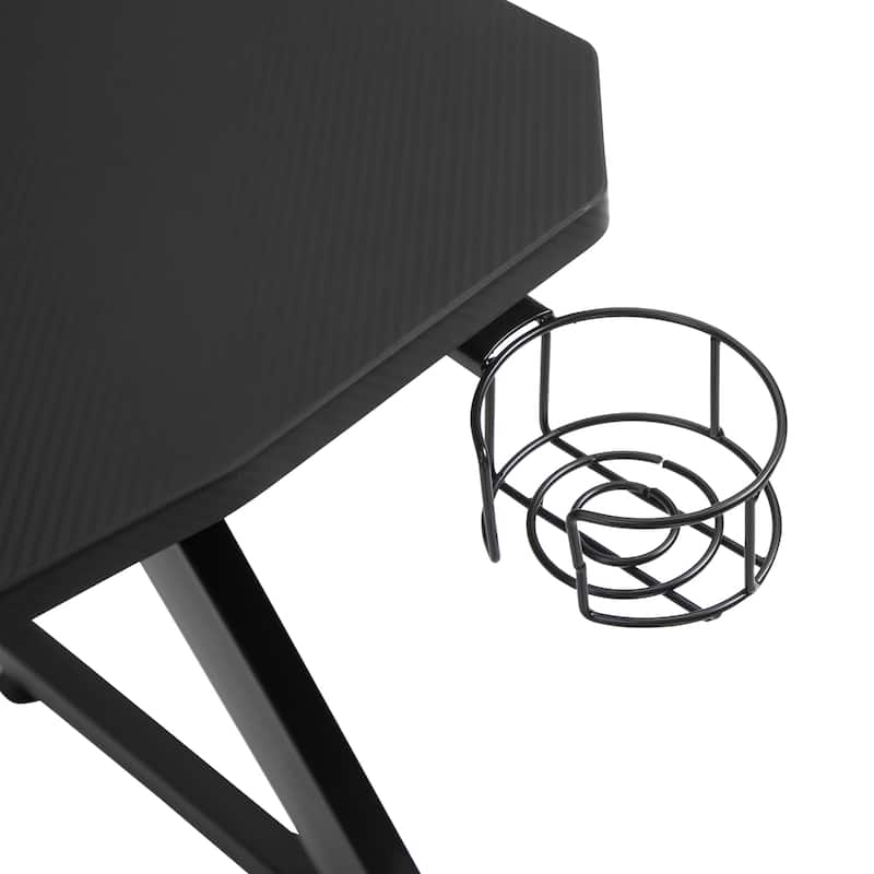 HOMCOM 47.25" Gaming Desk Computer Table Metal Frame with Cup Holder Headphone Hook, Cable Hole