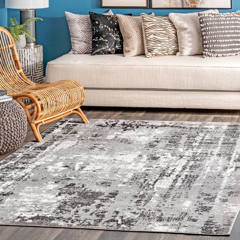 Nuloom Strained Abstract Area Rug - 4'3" x 6' - Grey - Rectangle