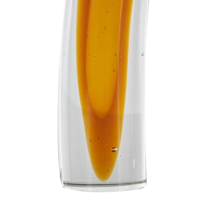 Orange Glass Arch Abstract Decorative Sculpture with Clear Accents (Set of 2)