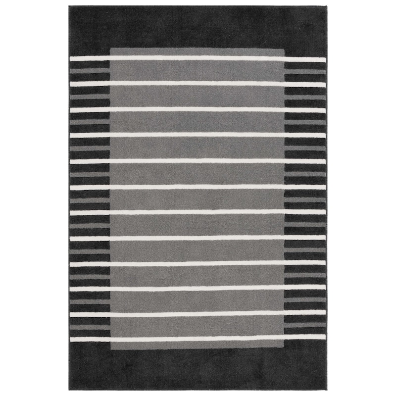 SAFAVIEH Pyramid Zilpah Casual Rug - 6'7" Square - Grey/Ivory Black