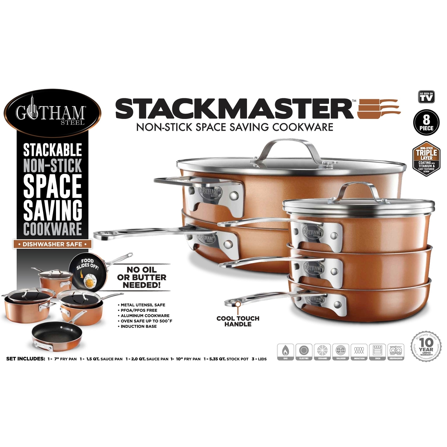 Gotham Steel Gotham Steel StackMaster 14-in Aluminum Cookware Set