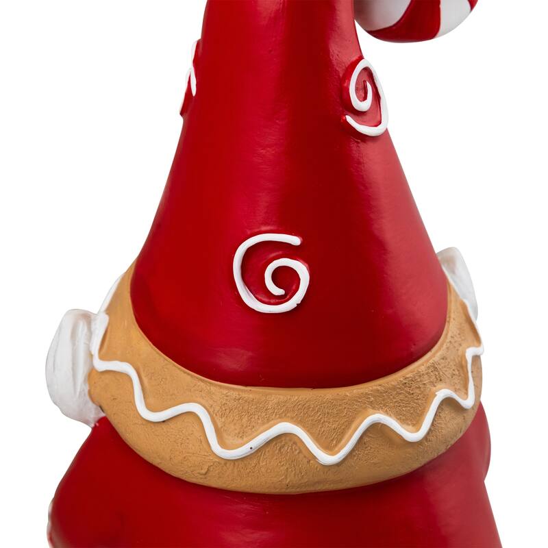 Gnome Holding Gingerbread Snowflake Cookie Christmas Decoration - 11.5" - Red