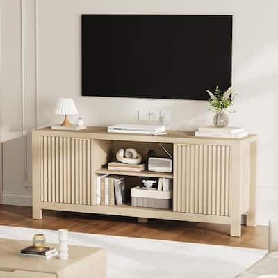 Modern Wooden TV Stand Cabinet with Adjustable Shelves for Living Room Bedroom - N/A