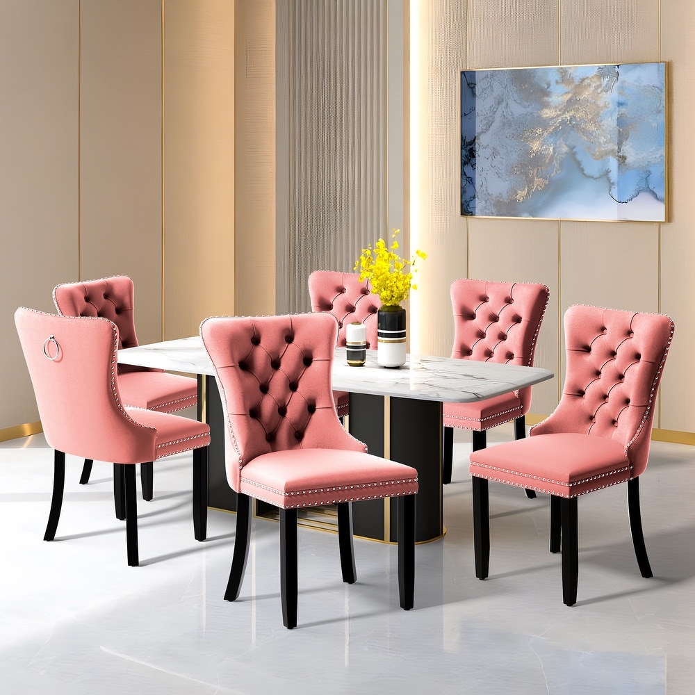 Pink tufted chairs clearance